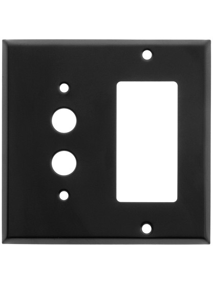 Classic Combo Push Button Switch / GFI Cover Plate in Pressed Brass or Steel
